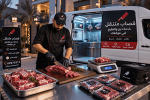 
قصاب متنقل في الكويت يقدم خدمة ذبح وتقطيع وتغليف اللحوم أمام المنزل باستخدام سيارة مجهزة ومعدات احترافية مع خدمة سريعة 24 ساعة.